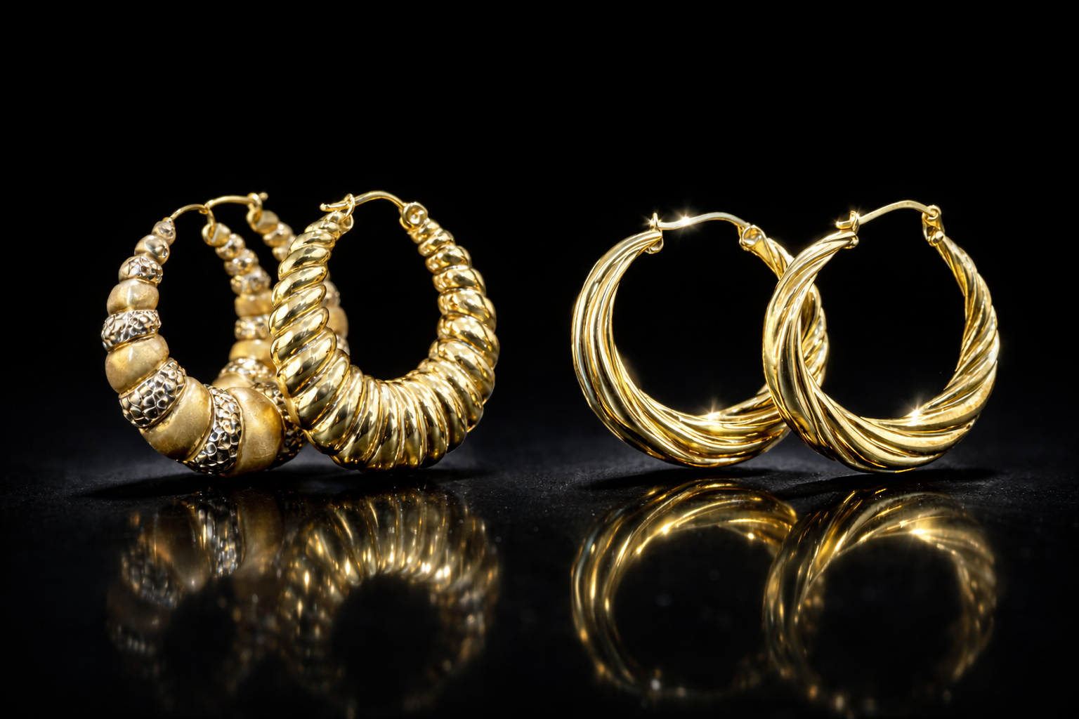 Argollas Diseño Texturizado de Oro 10K
